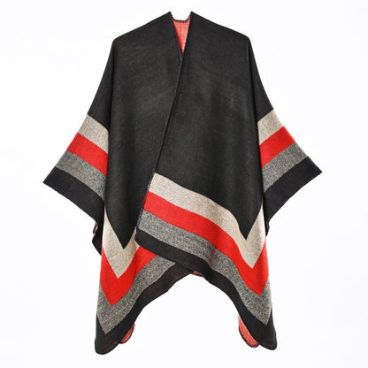 Poncho femme jacquard effet cachemire - Chic et enveloppant