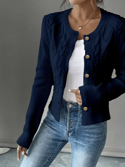 Cárdigan de punto trenzado para mujer con botones - Elegante y suave