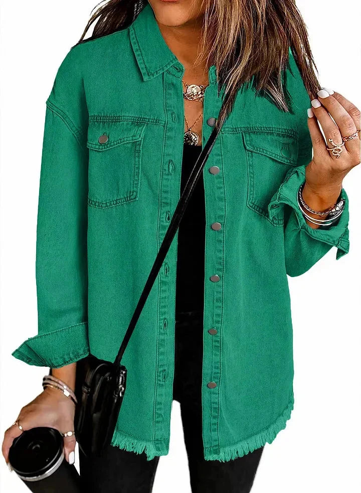 Veste en jean classique pour femme – Un modèle intemporel et décontracté, à boutons, idéal pour les superpositions au quotidien