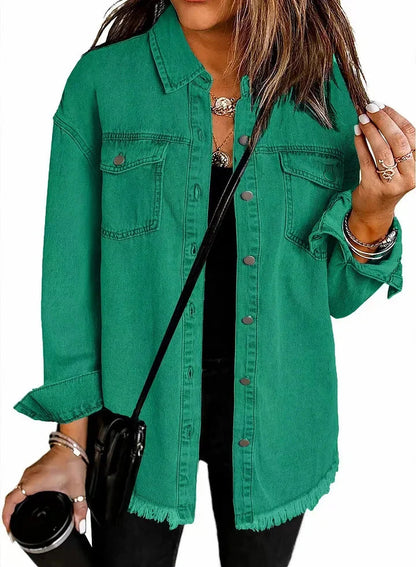 Veste en jean classique pour femme – Un modèle intemporel et décontracté, à boutons, idéal pour les superpositions au quotidien