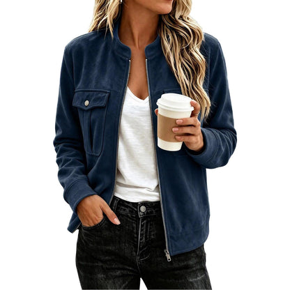 Veste femme effet suédine zippée - Casual et élégante