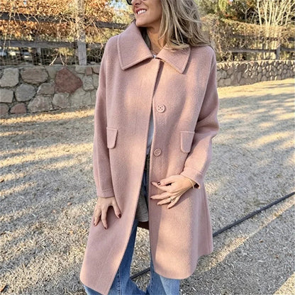 Women's casual single-breasted wool jacket – Elegant and warm everyday style