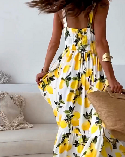Femme élégante jaune florale pour invitées de mariage maxi Robe – Rayonnement