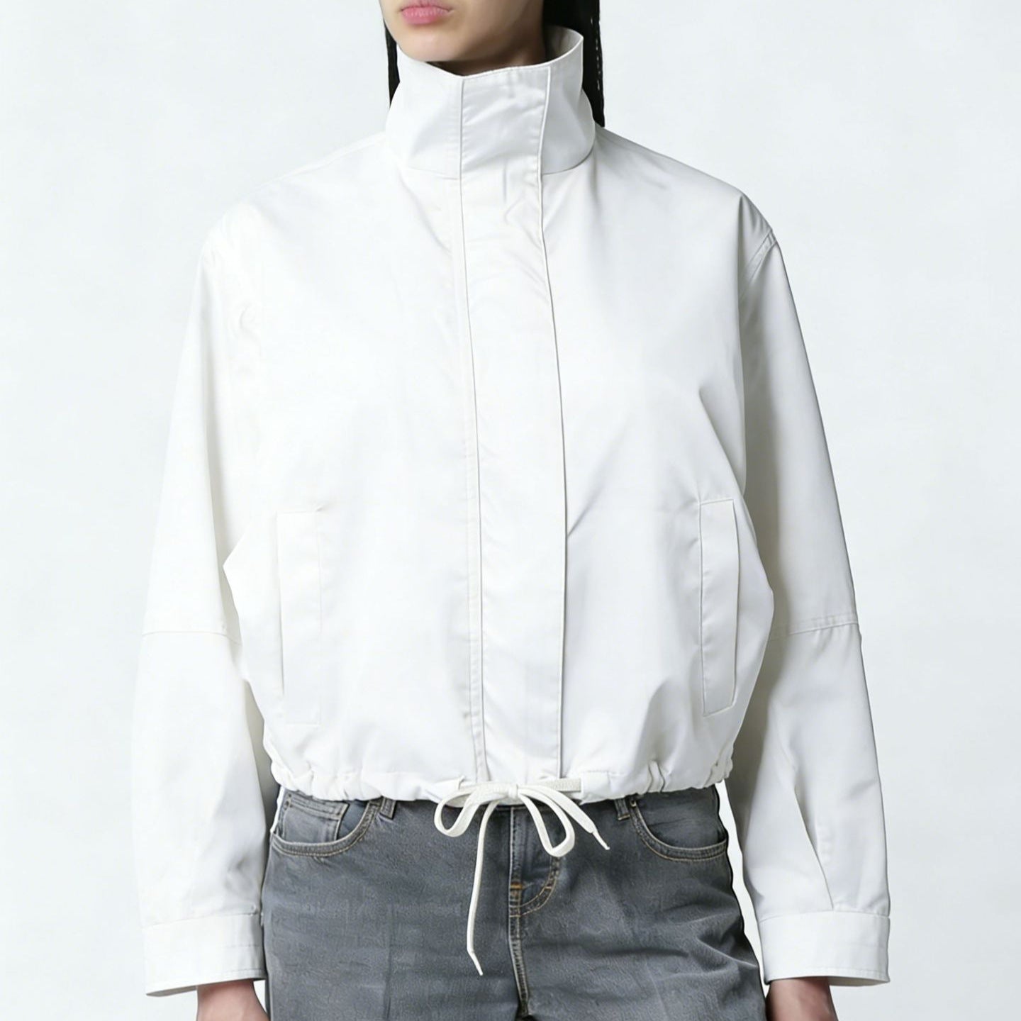 Trench femme col montant manches longues - Minimaliste et moderne