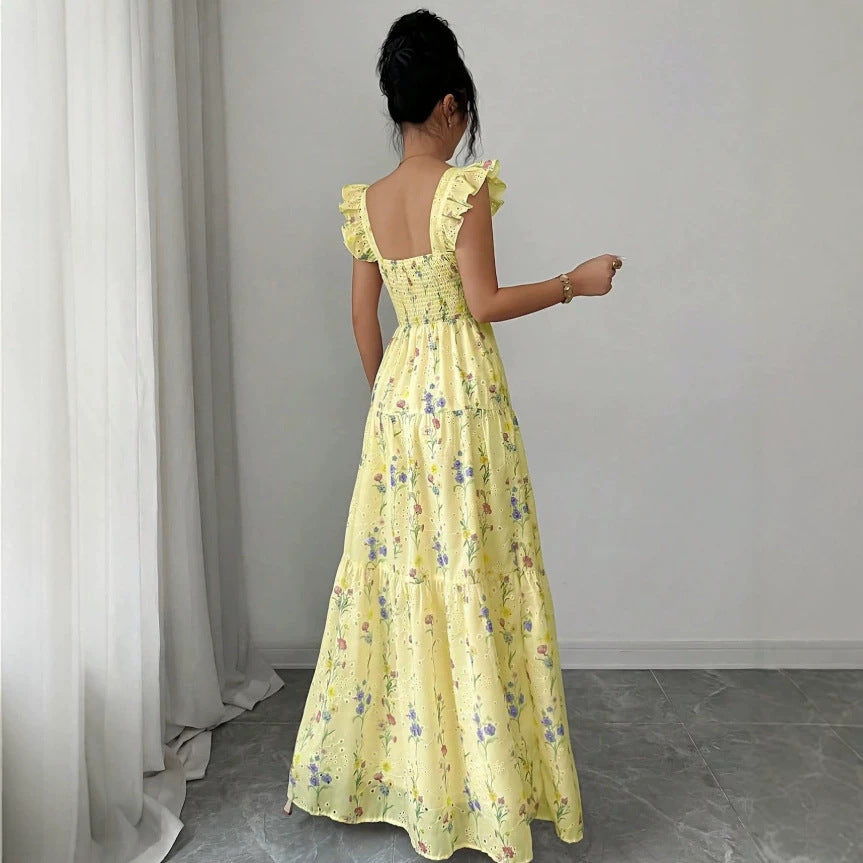 Women's floral dress with thin straps French style - Light and romantic