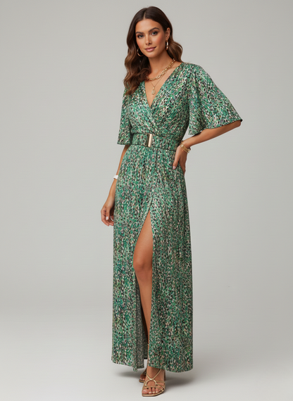 Robe maxi portefeuille fendue femme - Fluide et habillee