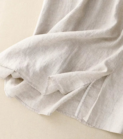 Jupe Femme Élégante Mi-Longue Taille Haute en Lin – Jupe A-Line d’Été