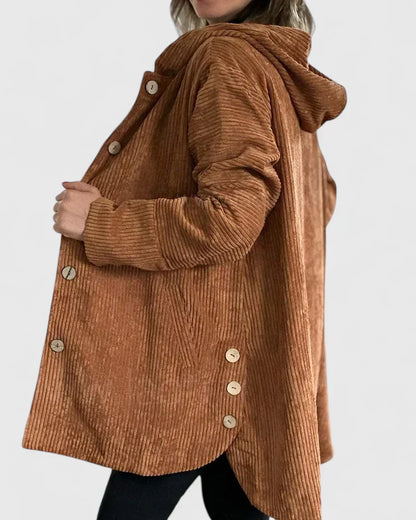 Veste à Capuche en Côtelé pour Femme – Manteau Décontracté Premium à Coupe Relax