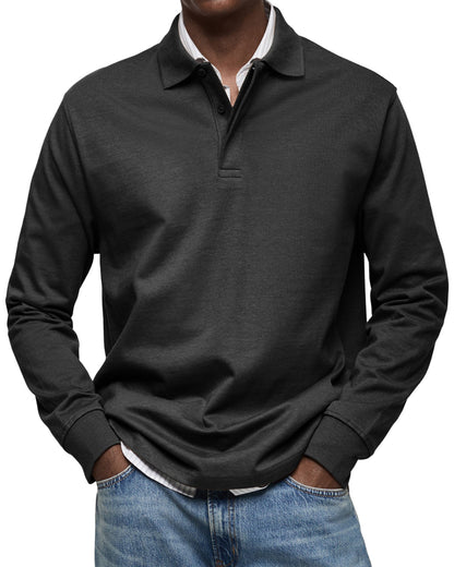 Chemise Polo à Manches Longues Décontractée pour Homme