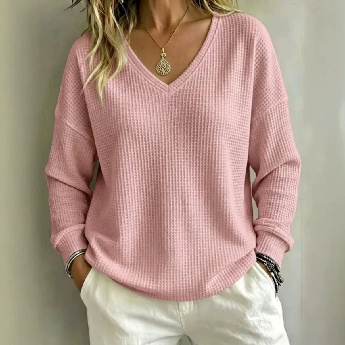 Pullover casual con scollo a V da donna – Uno stile casual e confortevole per tutti i giorni