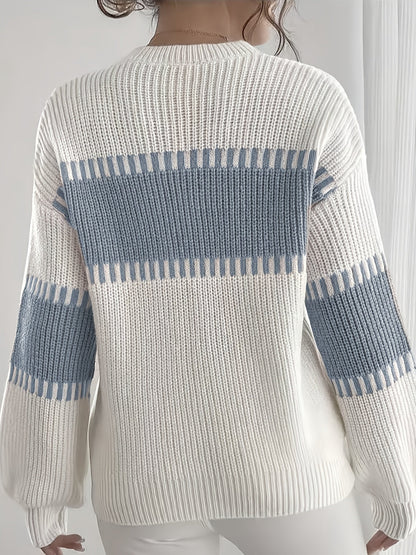 Women's color-block striped sweater – Trendy and soft