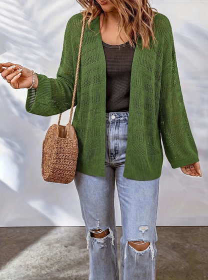 Cardigan femme ajoure en maille legere