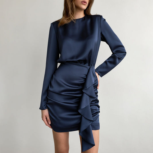 Elegant Women's Long Sleeve Dress – French Style Inspired Design