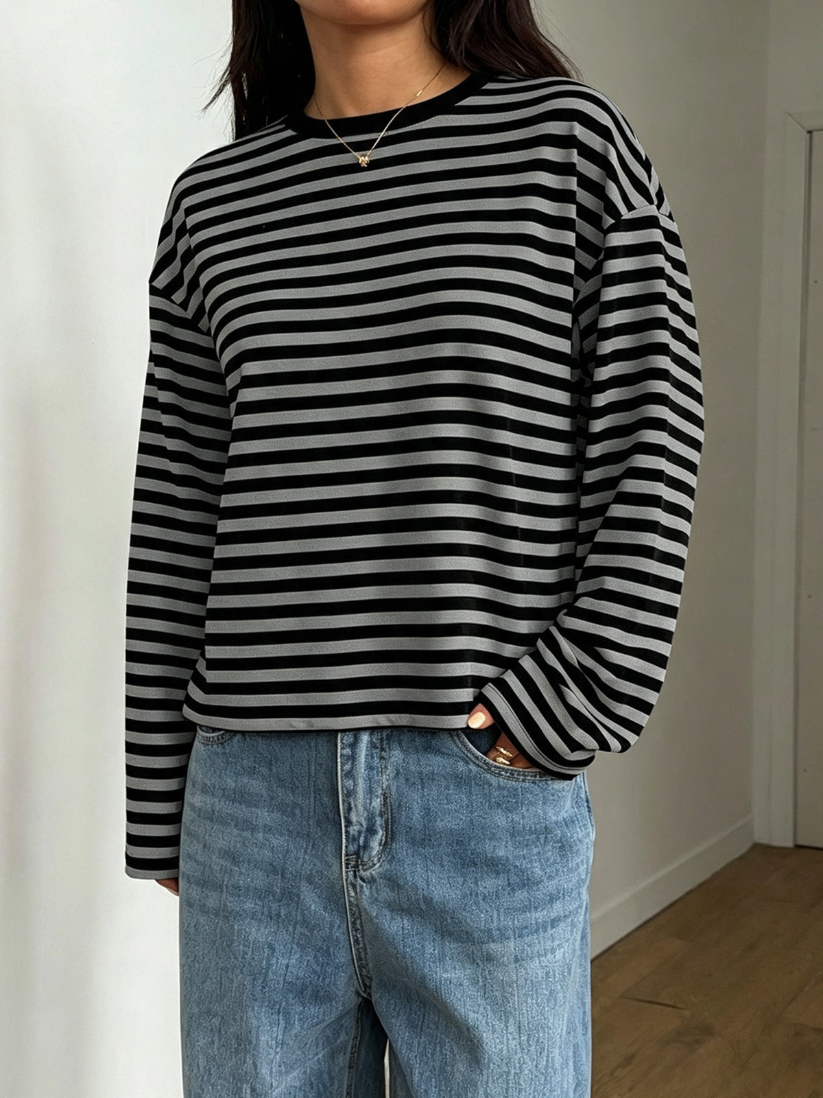 T-shirt da donna girocollo color block - Morbido e versatile