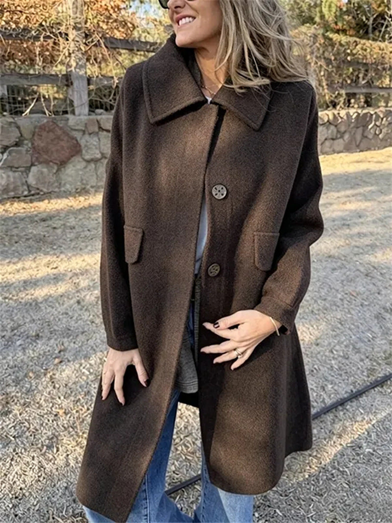 Women's casual single-breasted wool jacket – Elegant and warm everyday style