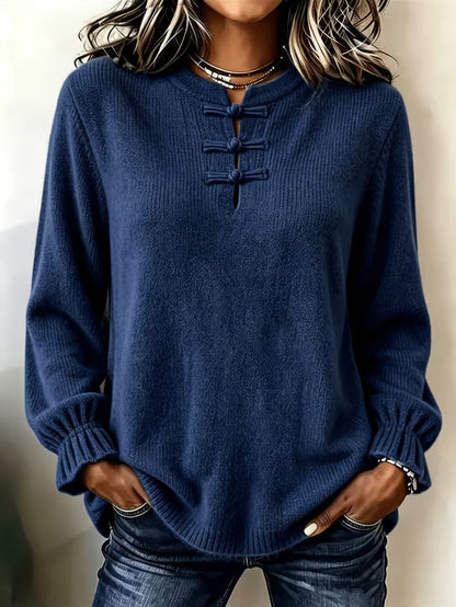 Women's knit sweater - Mock neck and relaxed fit