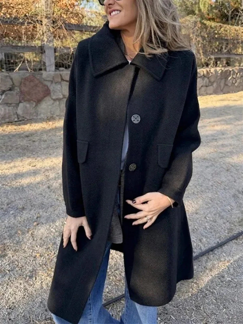 Women's casual single-breasted wool jacket – Elegant and warm everyday style