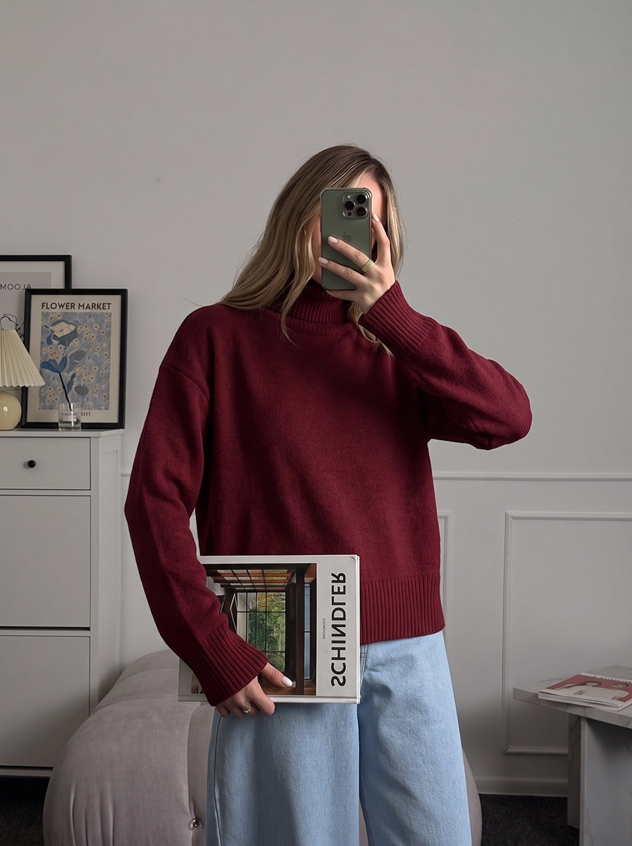 Pull en maille unie ample pour femme – Un style décontracté et confortable pour tous les jours