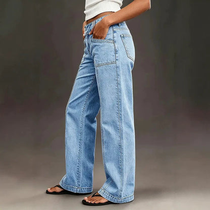 Jeans dritti ampi da donna slavati - Moderni e confortevoli