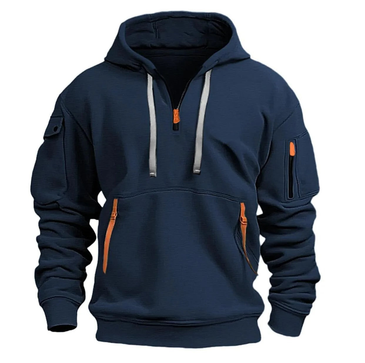 Sweat à Capuche Demi-Zip Décontracté Élégant pour Homme – Confortable