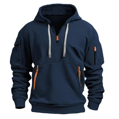 Sweat à Capuche Demi-Zip Décontracté Élégant pour Homme – Confortable
