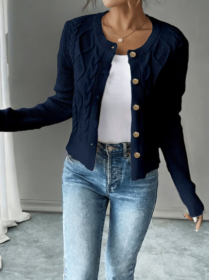 Cárdigan de punto trenzado para mujer con botones - Elegante y suave