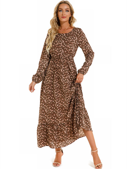 Robe Fleurie Polyvalente en Mousseline pour Femme – Style Élégant à Col Rond