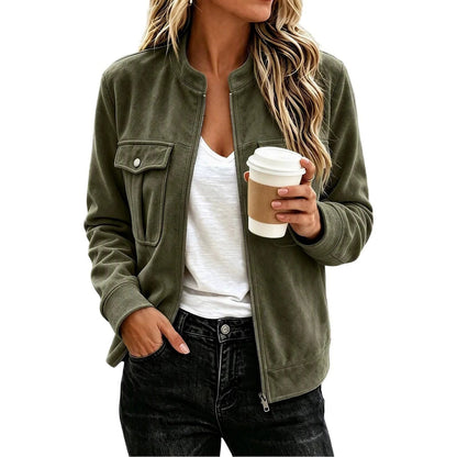 Veste femme effet suédine zippée - Casual et élégante