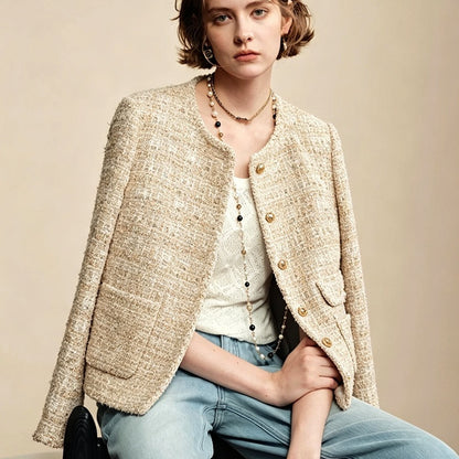 Chaqueta corta de mujer con botones dorados - Elegante y estructurada