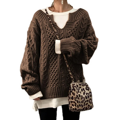 Pull epais femme torsade - Chaud et decontracte