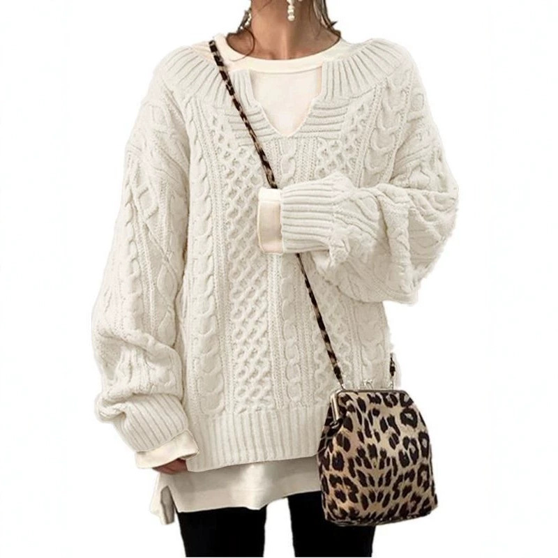 Pull epais femme torsade - Chaud et decontracte