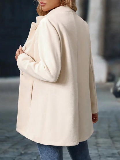 Manteau d’Hiver Mi-Long Élégant pour Femme – Manteau à Col Montant Boutonné