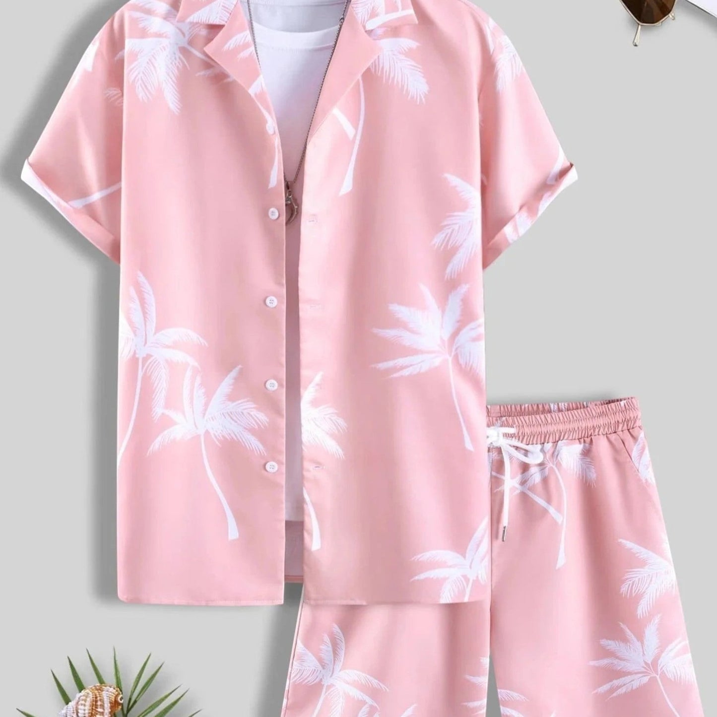 Ensemble Tropical Élégant Homme – Chemise et Short Décontracté Été