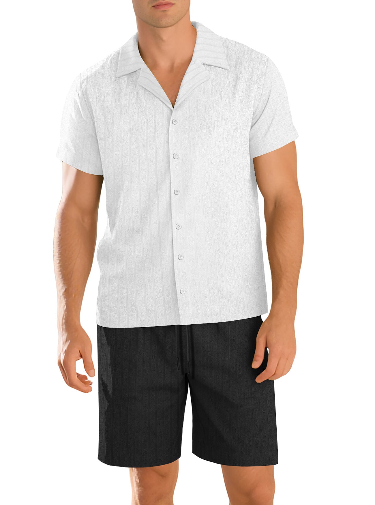 Casual shirt and trousers set for men – Short sleeve durable everyday outfit