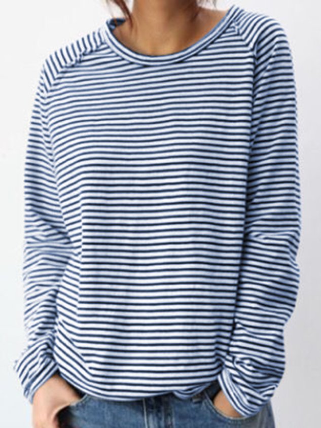 T-shirt à manches longues rayé pour femme – Haut décontracté et confortable au quotidien