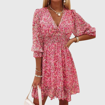Robe Fleurie à Manches Bouffantes Elisa – Légèreté et Confort pour l’Été