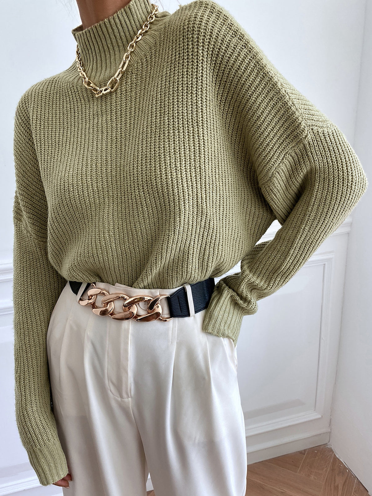 Pull col roule femme coupe ample - Minimaliste et chaud