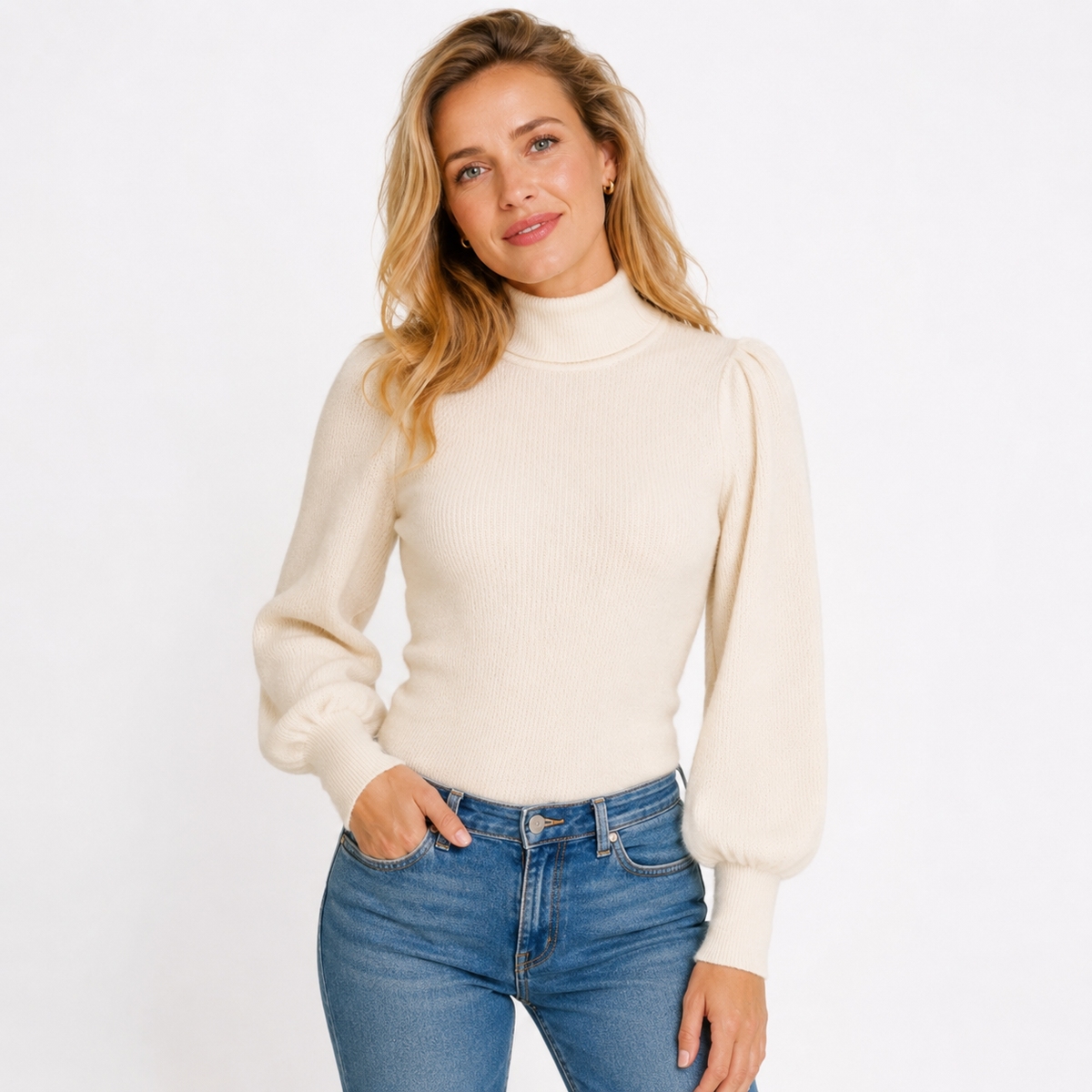 Pull femme a manches bouffantes - Doux et elegant