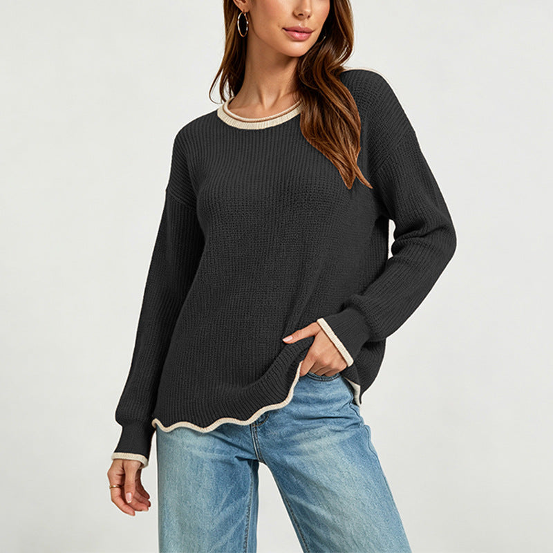 Pullover da donna in maglia ampia con scollo rotondo - Versatile e facile da indossare