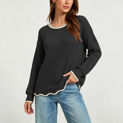 Pullover da donna in maglia ampia con scollo rotondo - Versatile e facile da indossare