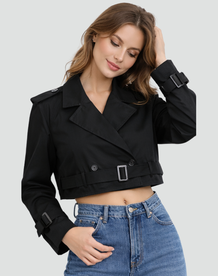 Trench femme court en coton coupe regular - Classique et polyvalent