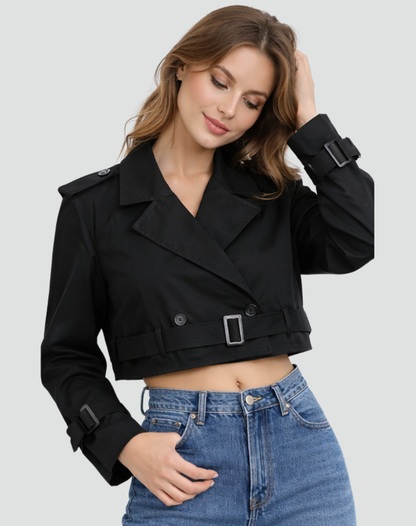 Trench femme court en coton coupe regular - Classique et polyvalent