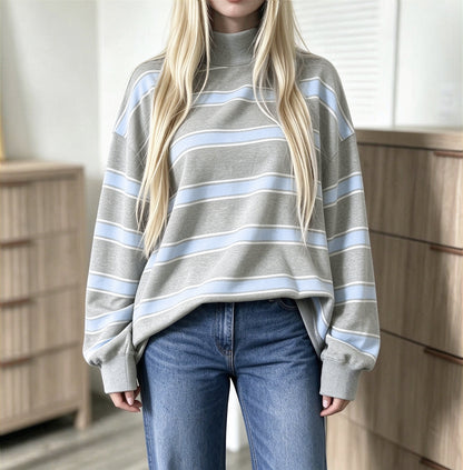 Sweatshirt femme imprimé à rayures – Décontracté et tendance
