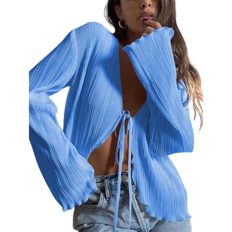 Camicia plissettata da donna a maniche lunghe - Fluida ed elegante