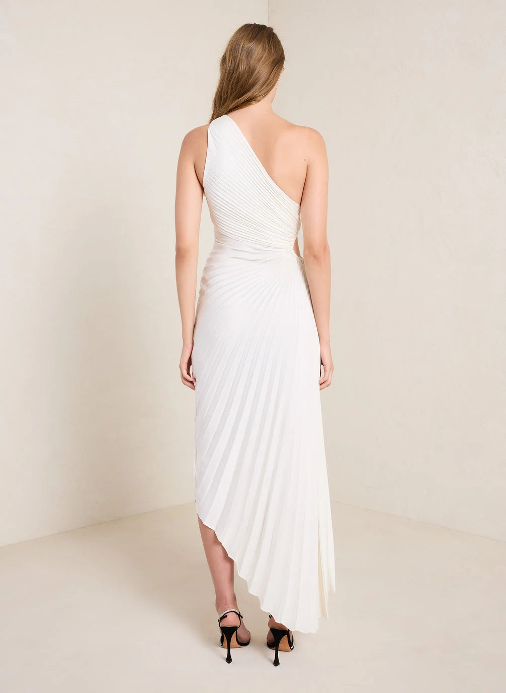 Asymmetric pleated maxi dress for women - Elegant and flowing