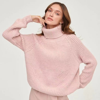 Women’s thick-knit turtleneck sweater – Loose and comfortable fit