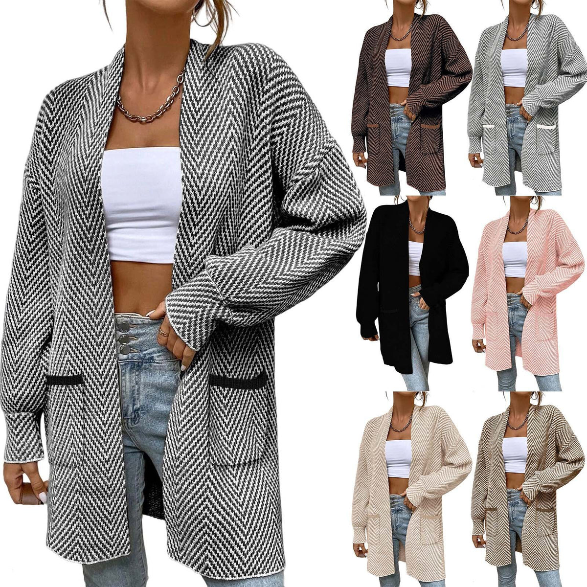 Long women's sweater with pockets - Loose and casual