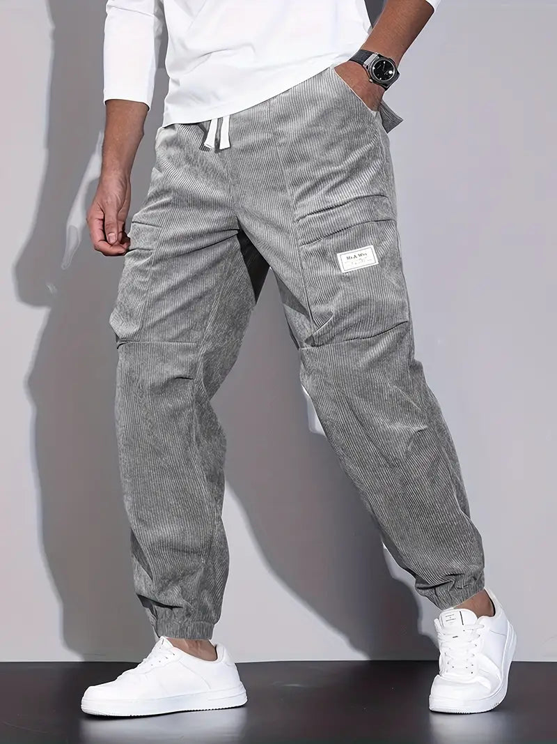 Pantalon Cargo Ajusté pour Homme – Pantalon en Velours Côtelé Confortable