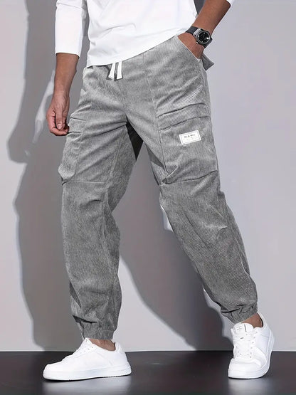 Pantalon Cargo Ajusté pour Homme – Pantalon en Velours Côtelé Confortable