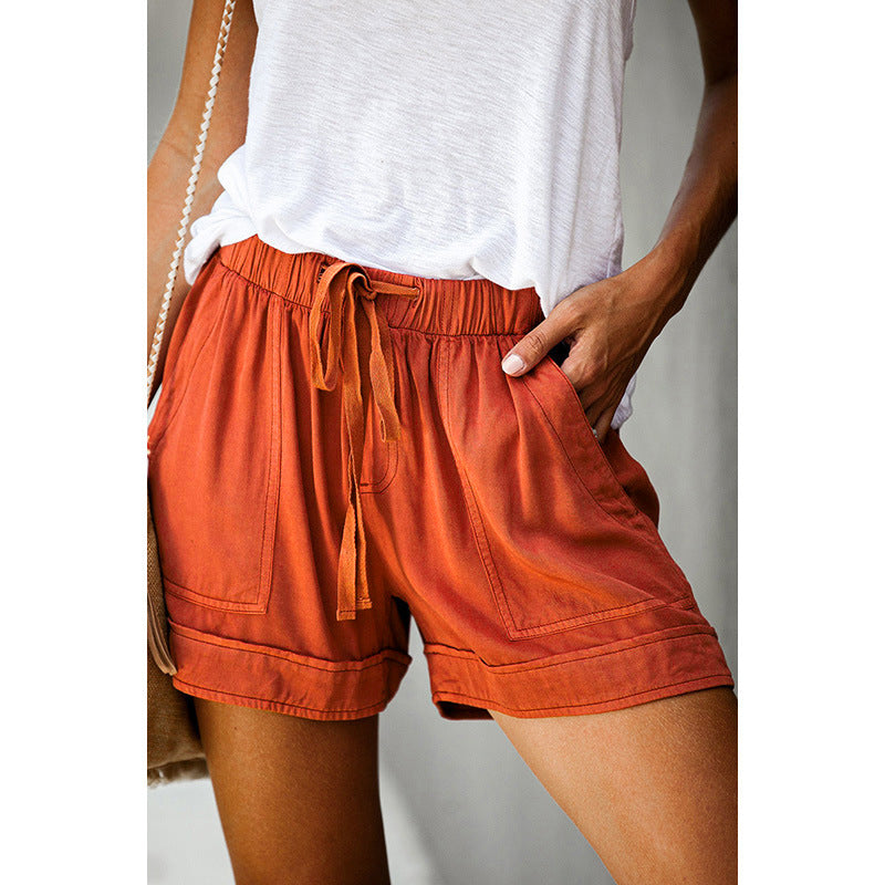 Pantalón corto de mujer de talle alto y pierna ancha - Ligero y relajado